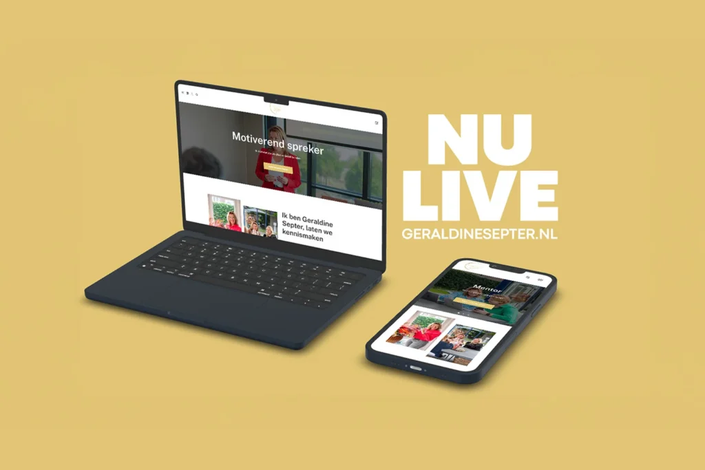Visuele uitwerking van het merk Geraldine Septer als onderdeel van een branding- en webdesignproject.