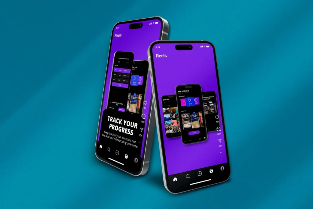 Instagram Reels voor ApolloFit met visuele videocontent in de herkenbare stijl van het merk.
