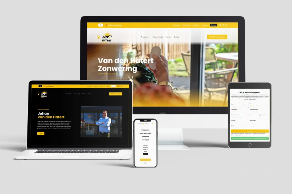 Websiteontwerpen voor Van den Hatert, met een professionele vormgeving en herkenbare merkuitstraling.